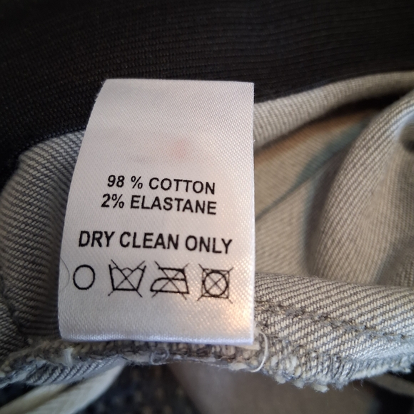 💖 Judith March Embroidered Vintage Gray Flare Pull On Jeans Floral Accents Sz L - Picture 10 of 10